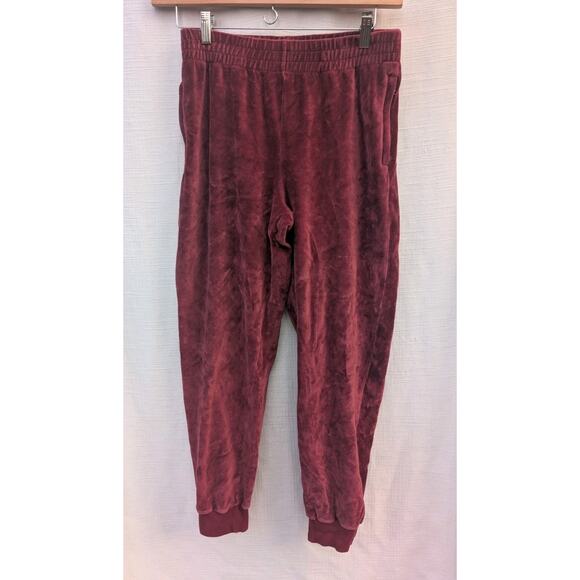 Aritzia TNA Women's Velour Jogger Pants Size Medium Burgundy Red Velvet - Picture 1 of 5